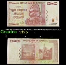 2007-2008 Zimbabwe (ZWR 3rd Dollar) 200 Million Dollars Hyperinflation Note P# 81 Grades vf+