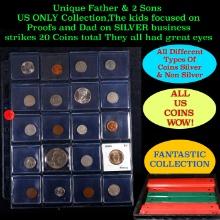 Unique Father & 2 Sons US ONLY Collection,The kids focused on Proofs and Dad on SILVER business stri