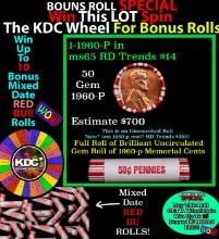 1-10 FREE BU RED Penny rolls with win of this 1964-p SOLID RED BU Lincoln 1c roll incredibly FUN whe