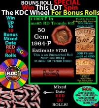 CRAZY Penny Wheel Buy THIS 1964-p solid Red BU Lincoln 1c roll & get 1-10 BU Red rolls FREE WOW