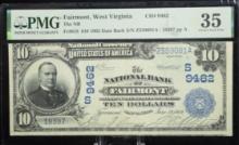 1902 $10 Fairmont Bank WV Blue Seal 18397 PMG35VFCH