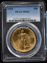 1924 $20 Gold St Gaudens PCGS MS-63