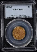 1909-D $5 Gold Indian PCGS MS-63