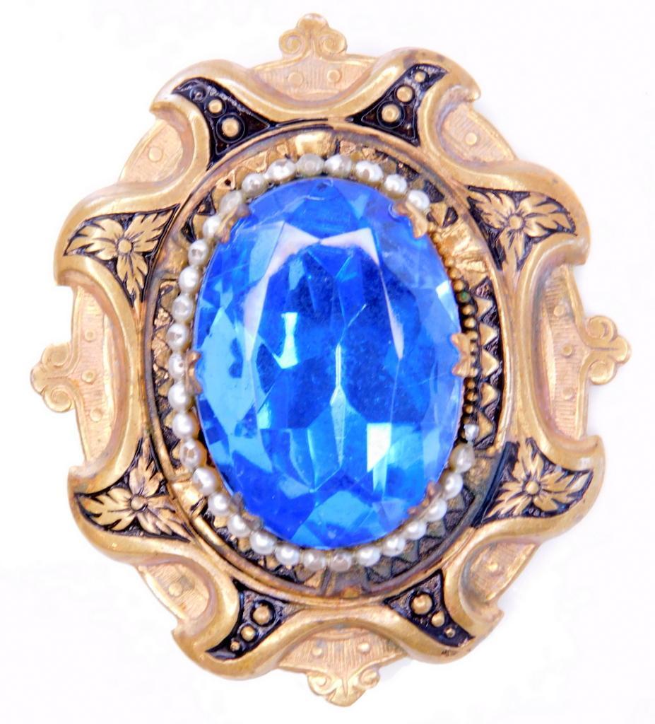 Large Blue Stone Brooch