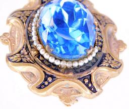 Large Blue Stone Brooch