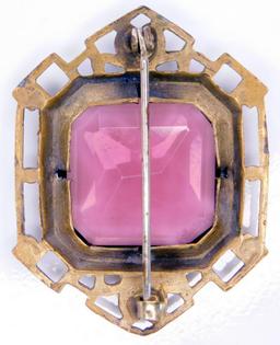 Large Pink Stone Ladies Brooch