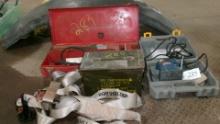 MILWAUKEE SAWS ALL, RYOBI SANDER, HARNESS, & AMMO BOX