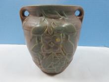 Antique Nelson McCoy Pottery 7 1/4" Kousa Dogwood Double Handed Vase Circa 1920-30 Few