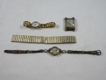 Lot Vintage Del Mark ELOK RGP Bezel 17 Jewels Watch w/Second Hand, Bulova Ladies Link Wrist