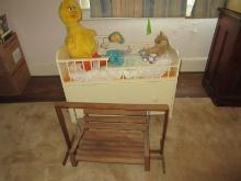 Lot White Doll Bed w/Base Drawer, Slat Doll Swing, 1982 Cabbage Patch Doll 12", Ideal Talking