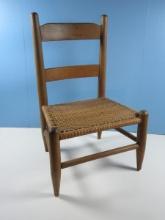 Early Wooden Child's Ladder Back Chair w/ Wooden Seat 22 1/2" H Seat 9" H