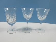 3 Gorham Crystal Cherrywood Pattern Stemware 6 7/8" Iced Tea and 2 Water Goblets 6 7/8"