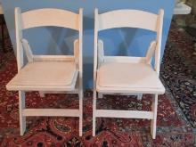Pair White PVC Chair Padded Vinyl Seat