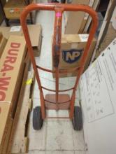 Orange Steel Hand Truck, Appears to be Used Needs New Tires, What you see in photos is what you will