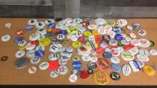 COLLECTION OF POLITICAL & STATEMENT BUTTONS