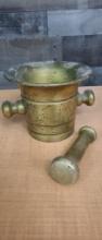 ANTIQUE BRASS MORTAR AND PESTLE