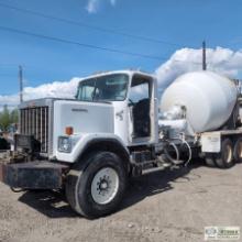 CONCRETE MIXING TRUCK, 1985 GMC, DETROIT DIESEL ENGINE, MANUAL TRANSMISSION, 66,000LB GVWR