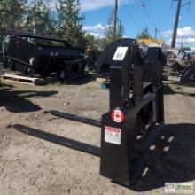 SKIDSTEER ATTACHMENT, PALLET FORKS, MARTATCH MLDPF48VQA, 48IN WIDE RACK, 48IN FORK TINES. ITEM APPEA