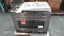 Lot on Pallet of Verona FEFSGE365NSS Dual Fuel Range, Missing Parts