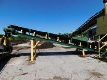 Grasan Mfg. Model 2536S Powered Incline Concave Out Feed Conveyor, 20' (approx.), S/N: 2536S2349,