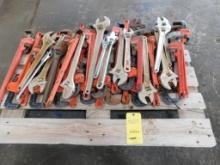 LOT: Pallet of Assorted Pipe Wrenches & Adjustable Wrenches