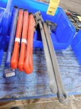 LOT: Assorted Ridgid Pipe Wrenches & NEW Petol Surgrip Tongs