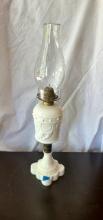 Milk Glass Oil Lamp with Globe