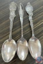 (3) sterling silver decorative spoons