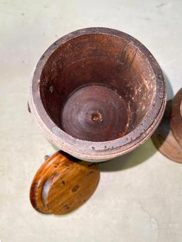 Two Wooden Canisters w/Lids Made in Italy
