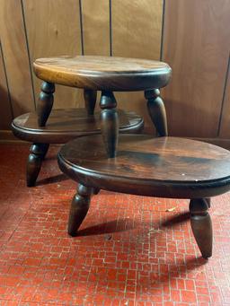 Group of 3 Wooden Foot Stools