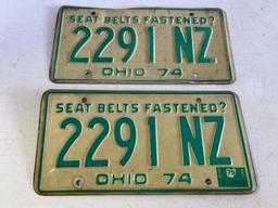 Matching Set of 1974 Ohio License Plates