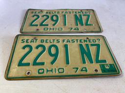Matching Set of 1974 Ohio License Plates