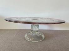 Vintage Glass Thumbprint Cake Stand