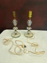 Two, Vintage Glass Lamps without Shades
