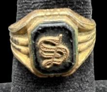 Gold Filled S Signet Ring, Needs Repair, Size 8