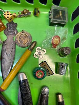vintage dice pocket knives realtor pins