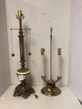 A Stiffel lamp and another brass lamp