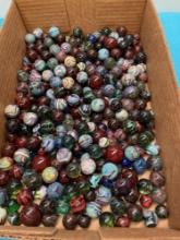 Box of old, cool marbles, and shooters