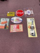 Seven metal signs