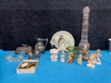 Silverplate items, glass cats, Porcelain figurines, More and more