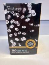 New Festive 200 Cold White Battery Operated LED Timer Lights