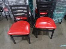 DINING CHAIRS LADDER BACK RED SEAT (X88)