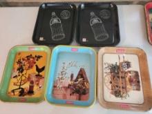 5 Vintage Coca-Cola trays, Diet Coke, 1 French Canadian