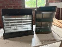 pair of vintage glass front counter top displays