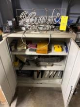 Metal Cabinet and Contents, Hamm's Neon Sign Partially Lights Up, Tooling, Yamaha Reciever
