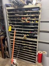 Metal shelf organizer with tooling