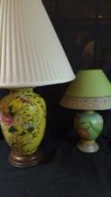 Two Floral Table Lamps with shades