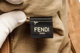 Fendi Beige Open Tote Suede Handbag