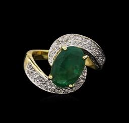 2.75 ctw Emerald and Diamond Ring - 14KT Yellow Gold