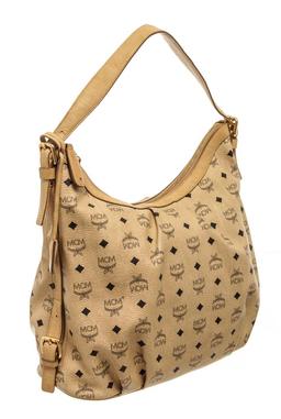 MCM Cream Coated Canvas Visetos Hobo bag